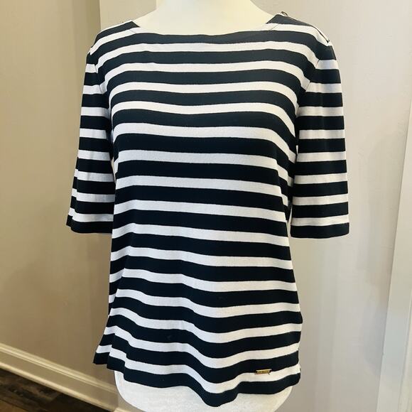 Ellen Tracy Tops - ELLEN TRACY Women Stretch Comfy Tunic Navy White Striped M (A0125)